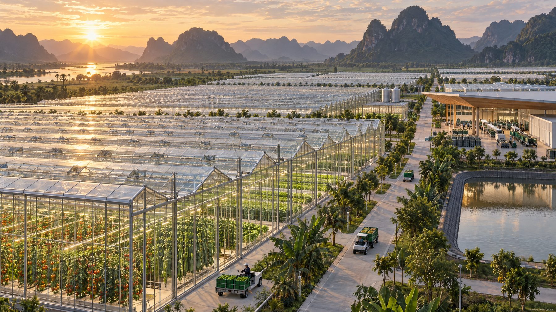 Precision Greenhouse Complex — masterplan visualization